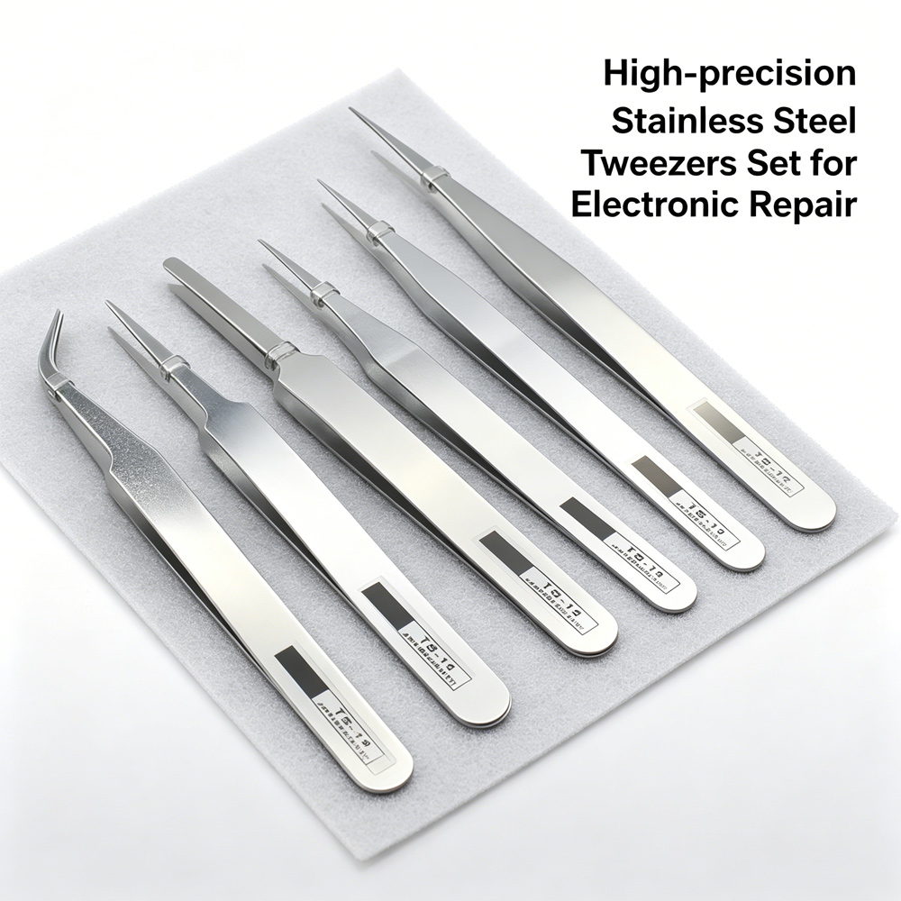 Diy Electronics Tool Kit - Antimagnetisches Pinzetten-Set aus Edelstahl, 6 Formen,