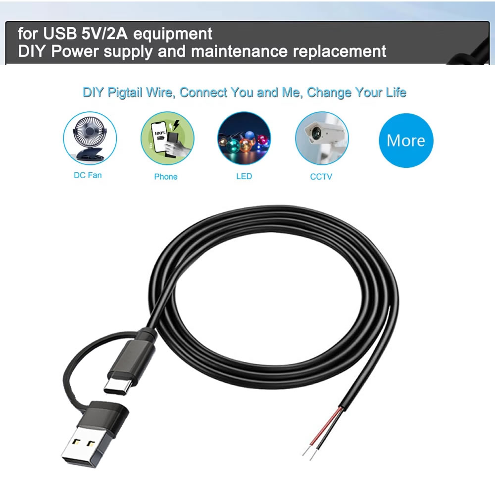 DC 2-poliges Stromkabel USB un – Diy Robot Electronics Kit Bewertung und Preis
